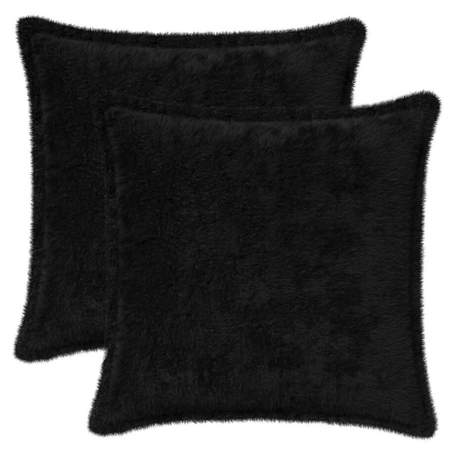 vidaXL Kussensloop 2 st HOUTEN Zwart 50 x 50 cm Nep Konijnenbont afbeelding 1