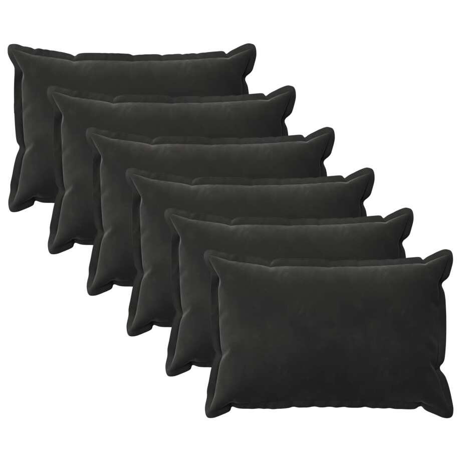 vidaXL Kussensloop 6 pcs HOUTEN Zwart 50 x 70 cm Fluweel vidaXL Kussensloop 6 pcs HOUTEN Zwart 50 x 70 cm Fluweel afbeelding 1