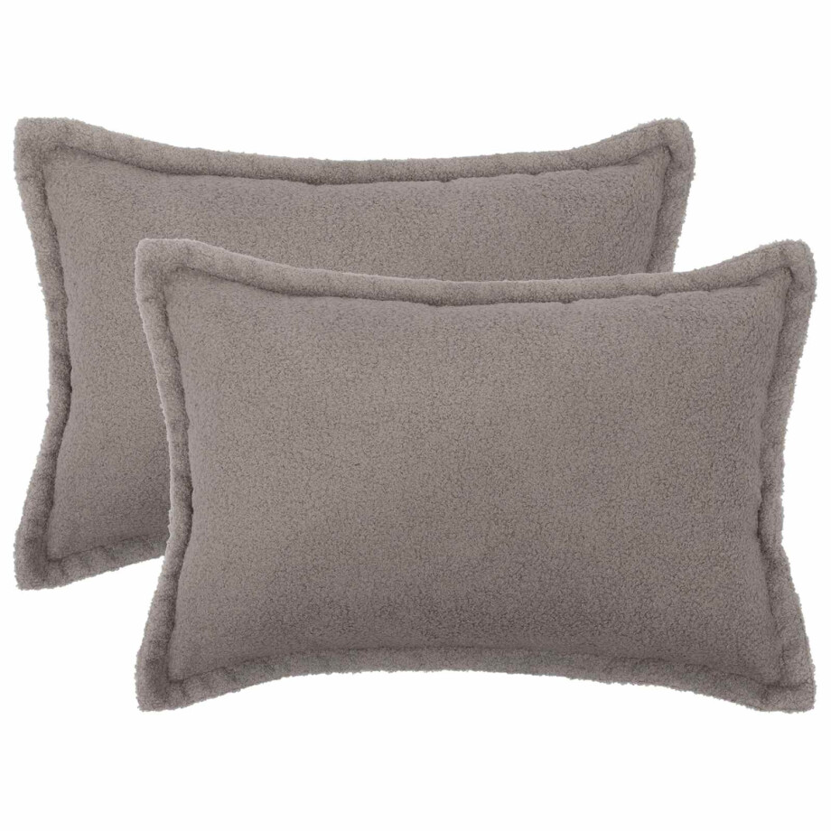 vidaXL Kussensloop 2 pcs HOUTEN Lichtgrijs 50 x 70 cm Bouclé afbeelding 1