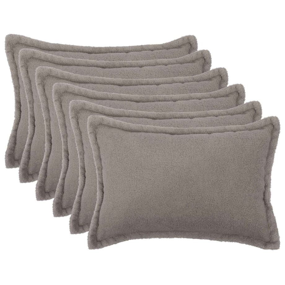 vidaXL Kussensloop 6 pcs HOUTEN Lichtgrijs 50 x 70 cm Bouclé afbeelding 1