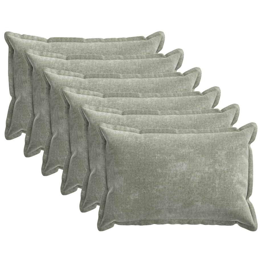 vidaXL Kussensloop 6 st HOUTEN Groen 50 x 70 cm Chenille Stof afbeelding 1
