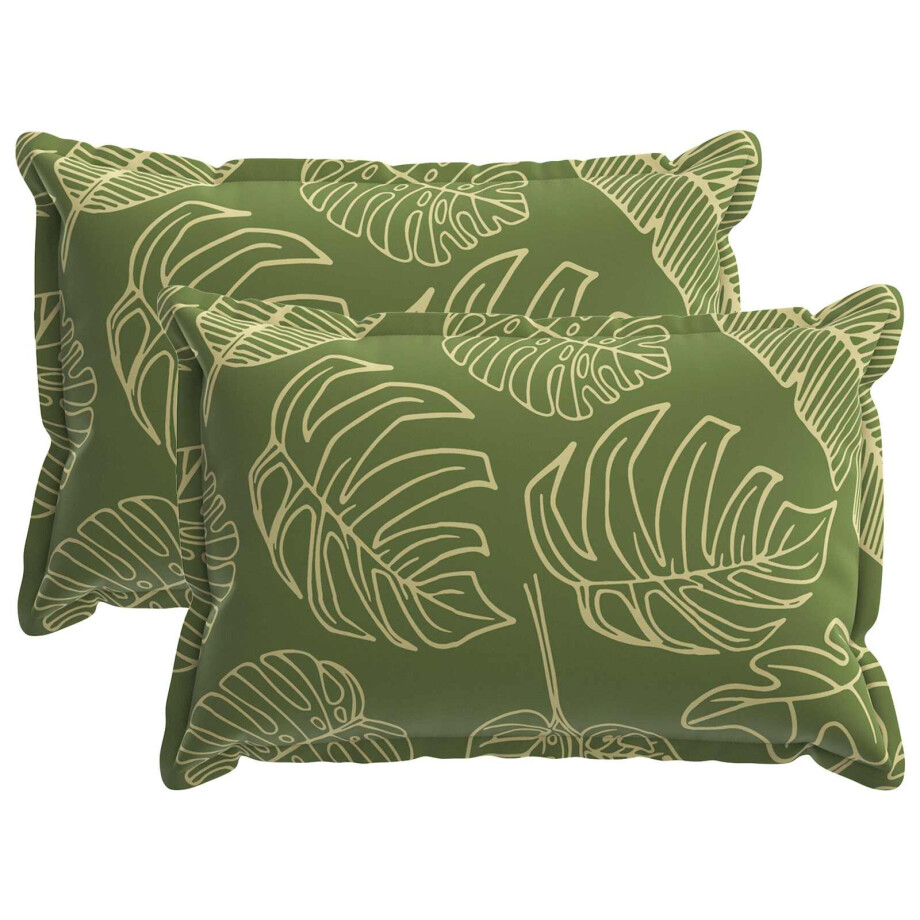 vidaXL Kussensloop 2 st HOUTEN Bladontwerp 50 x 70 cm Polyester afbeelding 1