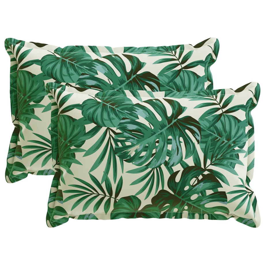 vidaXL Kussensloop 2 st HOUTEN Bladpatroon 50 x 70 cm Polyester afbeelding 1