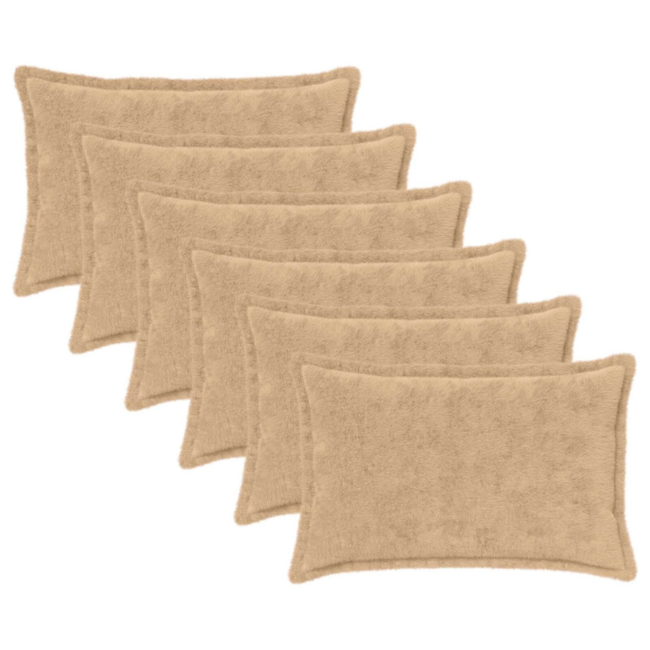 vidaXL Kussensloop 6 st HOUTEN Crèmekleurig 50 x 70 cm afbeelding 1