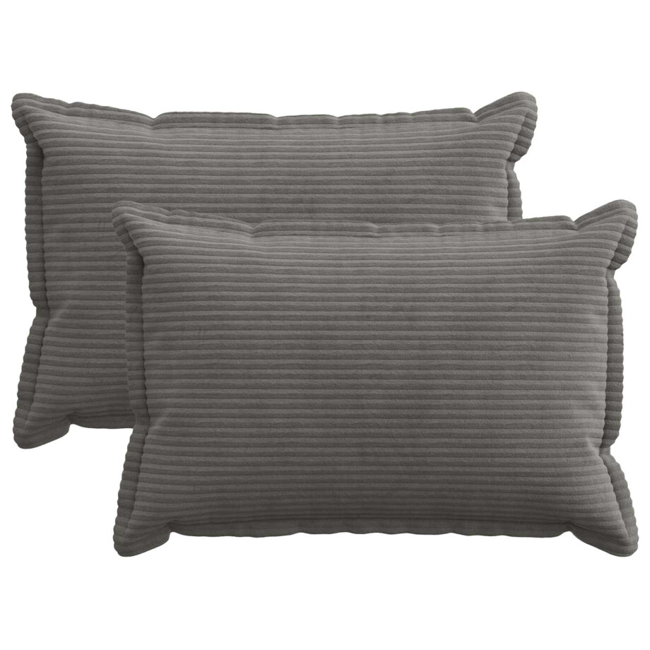 vidaXL Kussensloop 2 st HOUTEN Donkergrijs 50 x 75 cm corduroy afbeelding 1