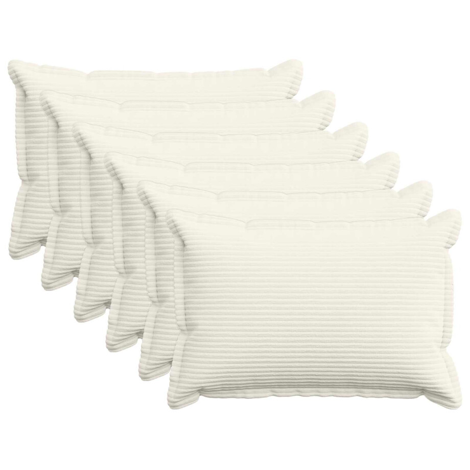 vidaXL Kussensloop 6 st HOUTEN Crèmekleurig 50 x 75 cm corduroy vidaXL Kussensloop 6 st HOUTEN Crèmekleurig 50 x 75 cm corduroy afbeelding 1