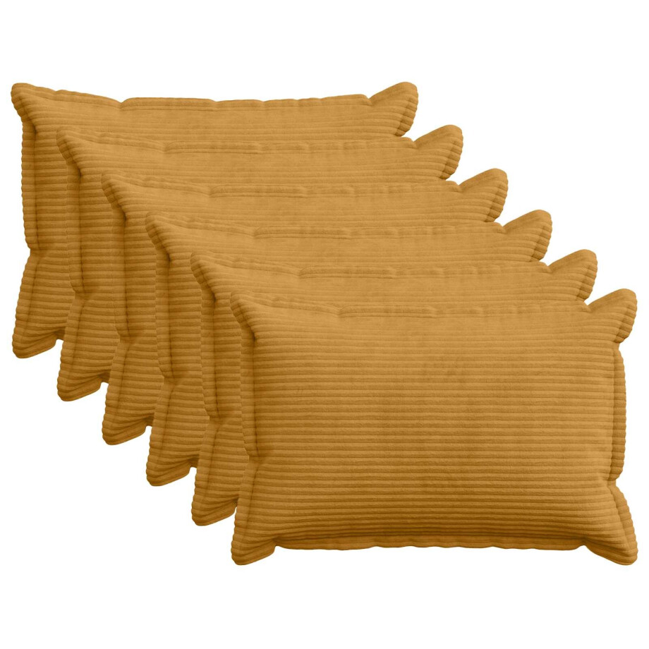 vidaXL Kussensloop 6 st HOUTEN Geel 50 x 75 cm corduroy afbeelding 1