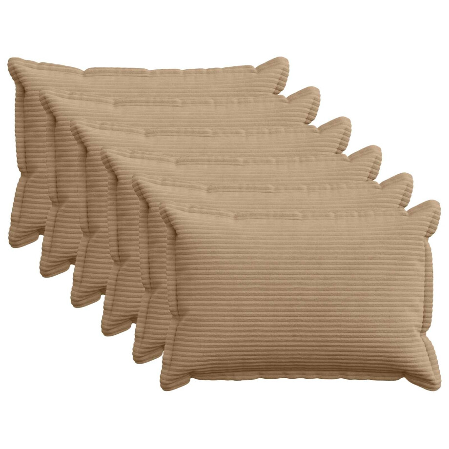vidaXL Kussensloop 6 st HOUTEN Bruin 50 x 75 cm corduroy vidaXL Kussensloop 6 st HOUTEN Bruin 50 x 75 cm corduroy afbeelding 1