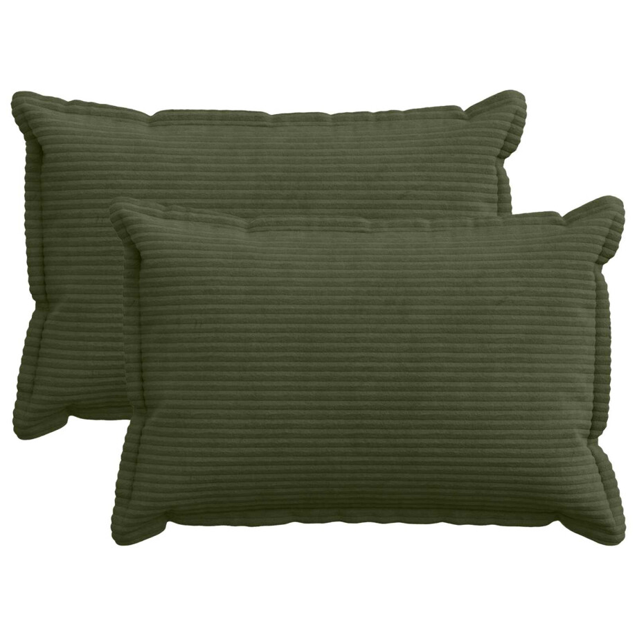 vidaXL Kussensloop 2 st HOUTEN Groen 50 x 75 cm corduroy afbeelding 1