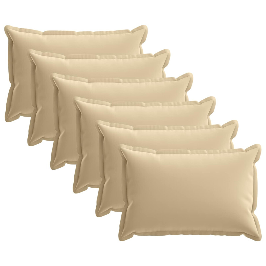 vidaXL Kussensloop 6 st HOUTEN Beige 50 x 75 cm Polyester afbeelding 1