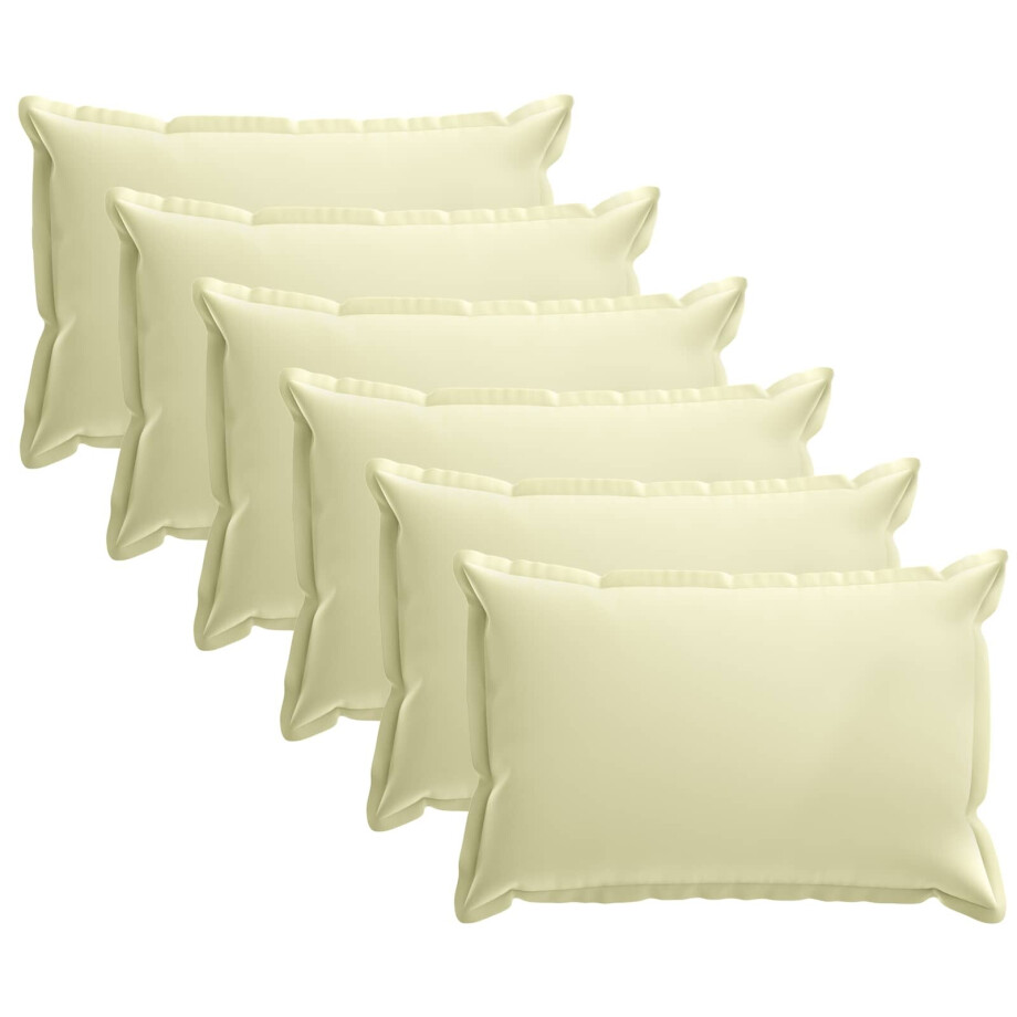 vidaXL Kussensloop 6 st HOUTEN Crèmekleurig 50 x 75 cm Polyester afbeelding 1