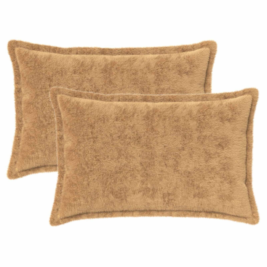 vidaXL Kussensloop 2 st HOUTEN Taupe 50 x 75 cm Nep Konijnenbont vidaXL Kussensloop 2 st HOUTEN Taupe 50 x 75 cm Nep Konijnenbont afbeelding 1