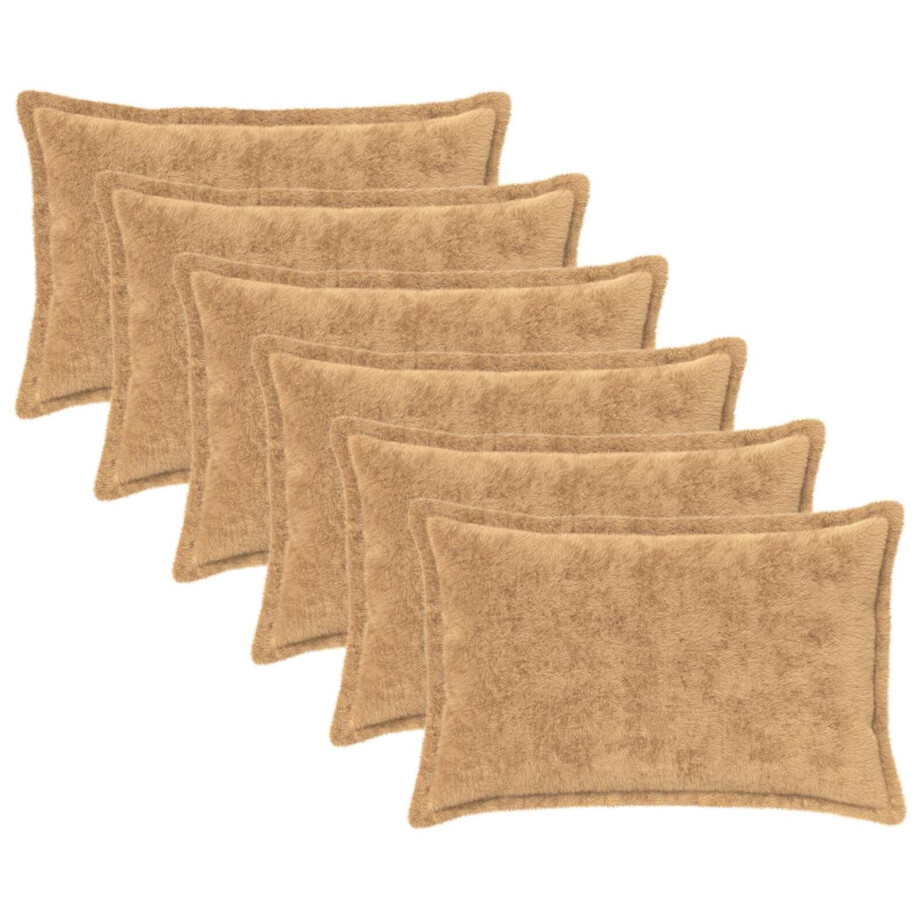 vidaXL Kussensloop 6 st HOUTEN Taupe 50 x 75 cm Nep Konijnenbont vidaXL Kussensloop 6 st HOUTEN Taupe 50 x 75 cm Nep Konijnenbont afbeelding 1