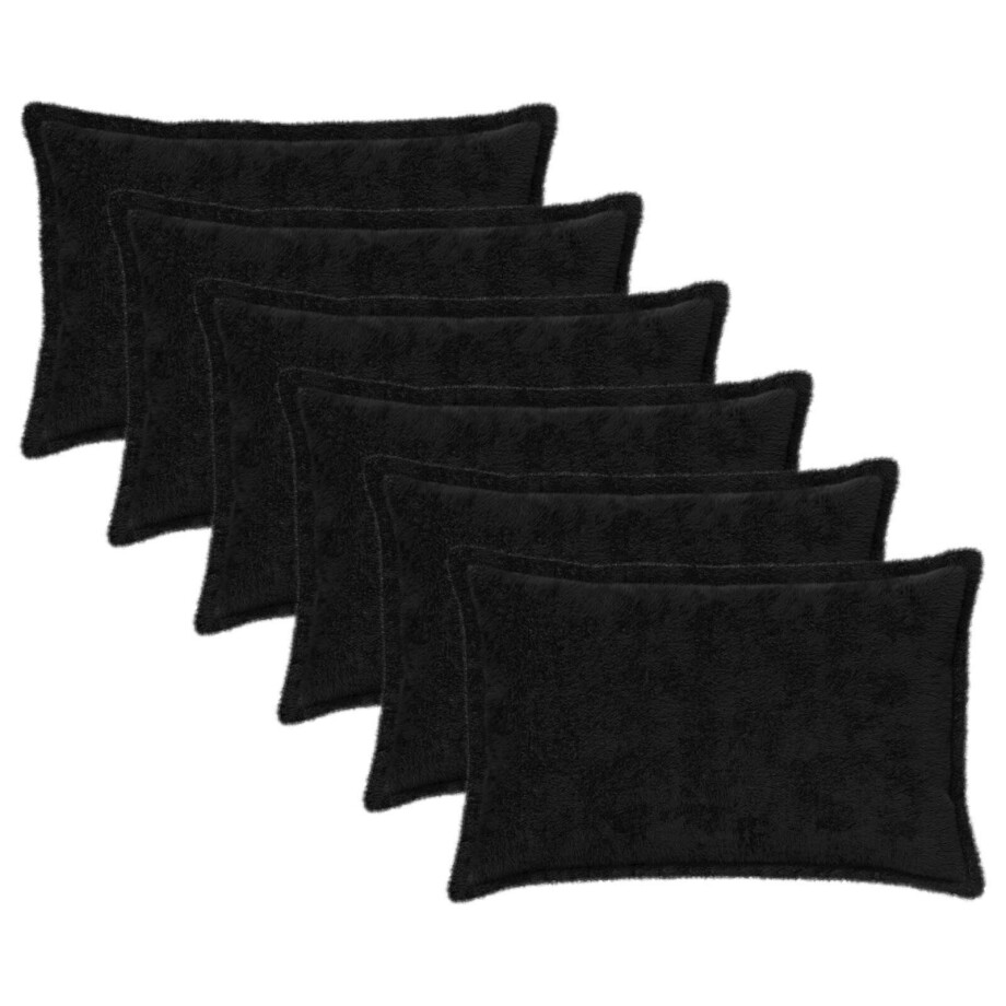 vidaXL Kussensloop 6 st HOUTEN Zwart 50 x 75 cm Nep Konijnenbont afbeelding 1