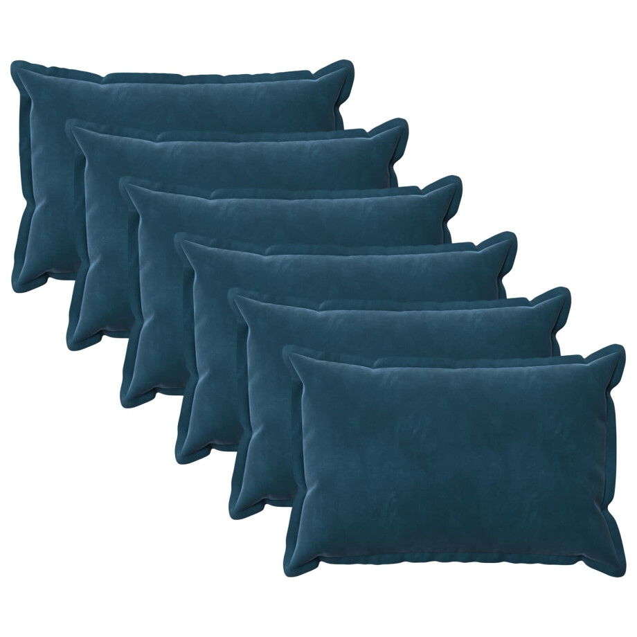 vidaXL Kussensloop 6 pcs HOUTEN Blauw 50 x 80 cm Fluweel vidaXL Kussensloop 6 pcs HOUTEN Blauw 50 x 80 cm Fluweel afbeelding 1