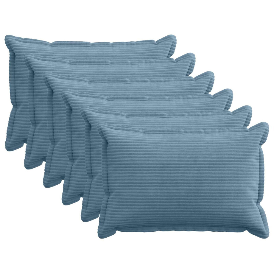 vidaXL Kussensloop 6 st HOUTEN Blauw 50 x 80 cm corduroy vidaXL Kussensloop 6 st HOUTEN Blauw 50 x 80 cm corduroy afbeelding 1