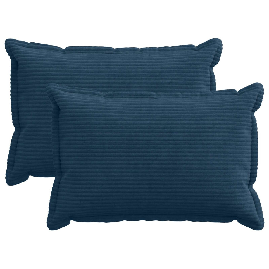vidaXL Kussensloop 2 st HOUTEN Marineblauw 50 x 80 cm corduroy afbeelding 1