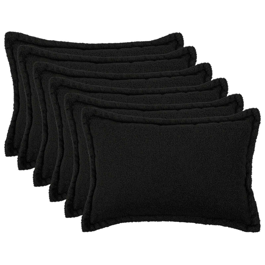 vidaXL Kussensloop 6 pcs HOUTEN Zwart 50 x 80 cm Bouclé vidaXL Kussensloop 6 pcs HOUTEN Zwart 50 x 80 cm Bouclé afbeelding 1