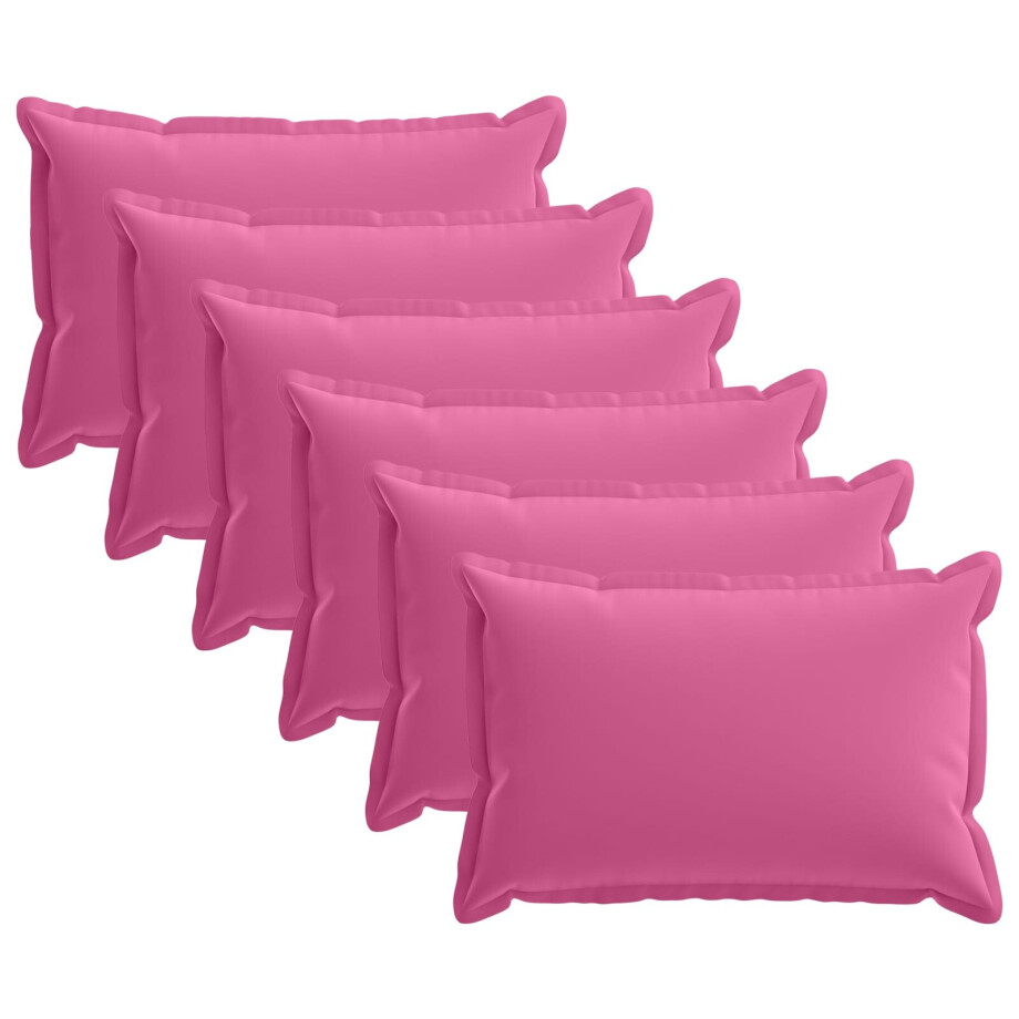 vidaXL Kussensloop 6 st HOUTEN Roze 50 x 80 cm Polyester afbeelding 1