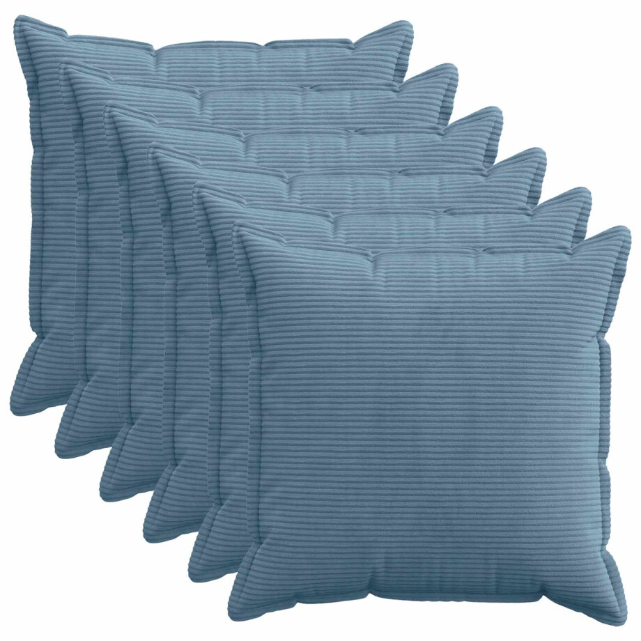 vidaXL Kussensloop 6 st HOUTEN Blauw 55 x 55 cm corduroy vidaXL Kussensloop 6 st HOUTEN Blauw 55 x 55 cm corduroy afbeelding 1