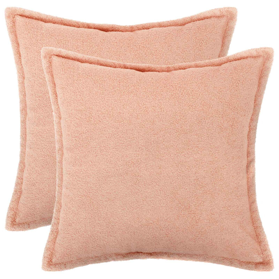 vidaXL Kussensloop 2 pcs HOUTEN Roze 55 x 55 cm Bouclé vidaXL Kussensloop 2 pcs HOUTEN Roze 55 x 55 cm Bouclé afbeelding 1