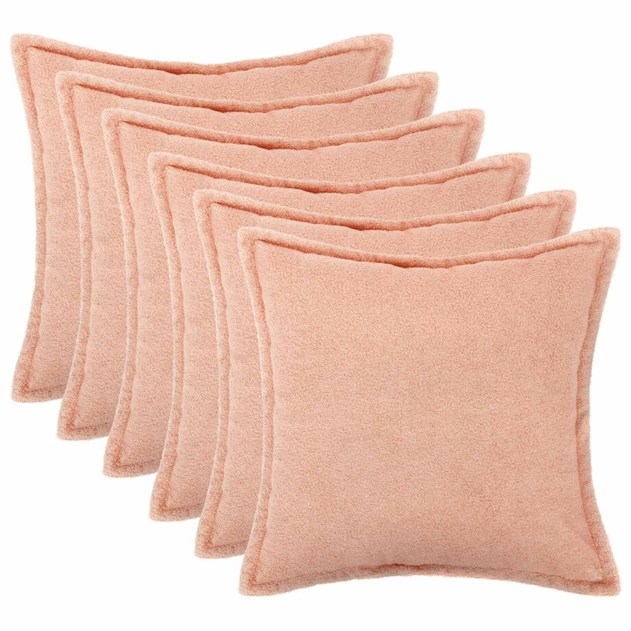vidaXL Kussensloop 6 pcs HOUTEN Roze 55 x 55 cm Bouclé vidaXL Kussensloop 6 pcs HOUTEN Roze 55 x 55 cm Bouclé afbeelding 1