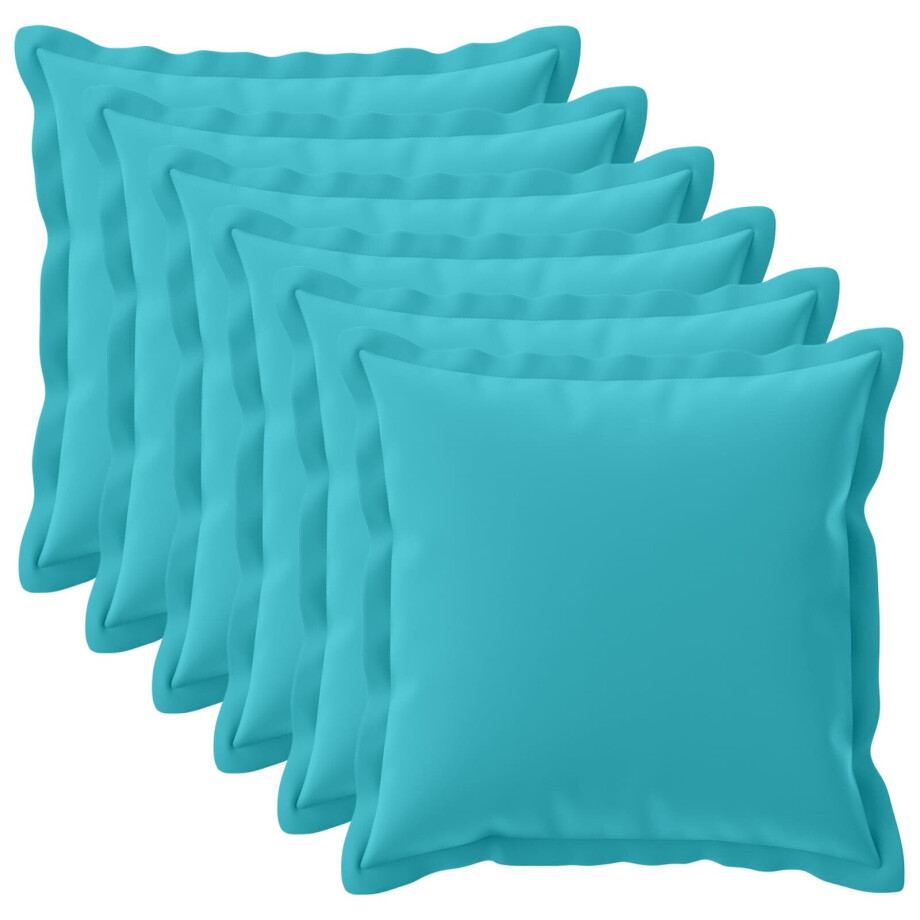 vidaXL Kussensloop 6 st HOUTEN Turquoise 55 x 55 cm Polyester afbeelding 1