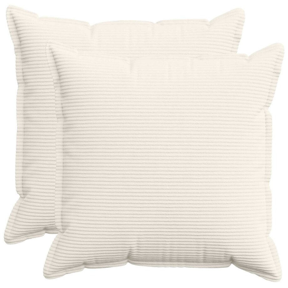 vidaXL Kussensloop 2 st HOUTEN Crèmekleurig 60 x 60 cm corduroy afbeelding 1