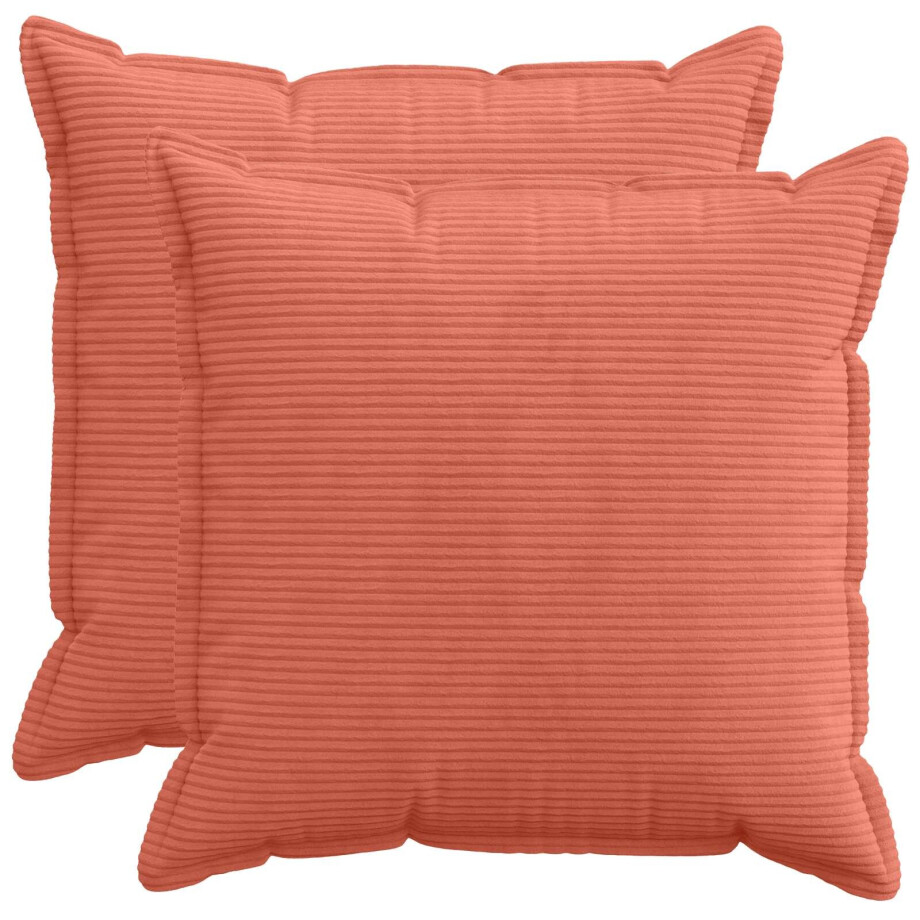 vidaXL Kussensloop 2 st HOUTEN Rood-oranje 60 x 60 cm corduroy afbeelding 1