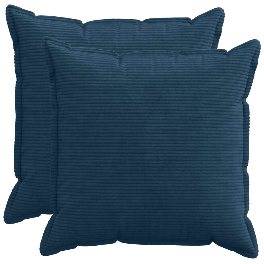 vidaXL Kussensloop 2 st HOUTEN Marineblauw 60 x 60 cm corduroy afbeelding 1