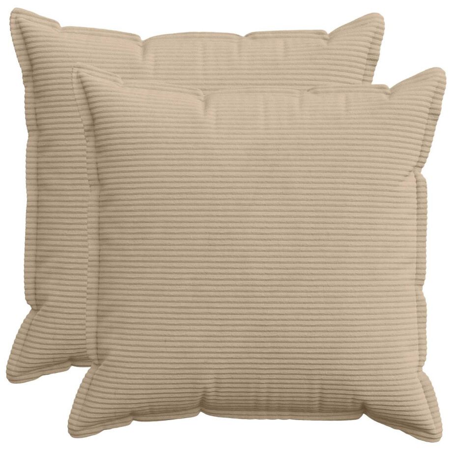 vidaXL Kussensloop 2 st HOUTEN Taupe 60 x 60 cm corduroy vidaXL Kussensloop 2 st HOUTEN Taupe 60 x 60 cm corduroy afbeelding 1