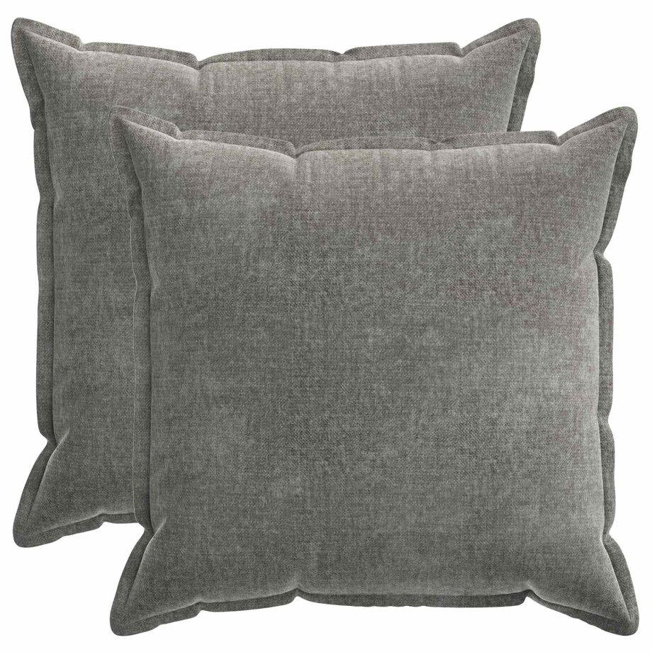 vidaXL Kussensloop 2 st HOUTEN Donkergrijs 60 x 60 cm Chenille Stof afbeelding 1