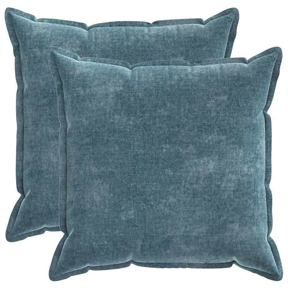 vidaXL Kussensloop 2 st HOUTEN Blauw 60 x 60 cm Chenille Stof afbeelding 1