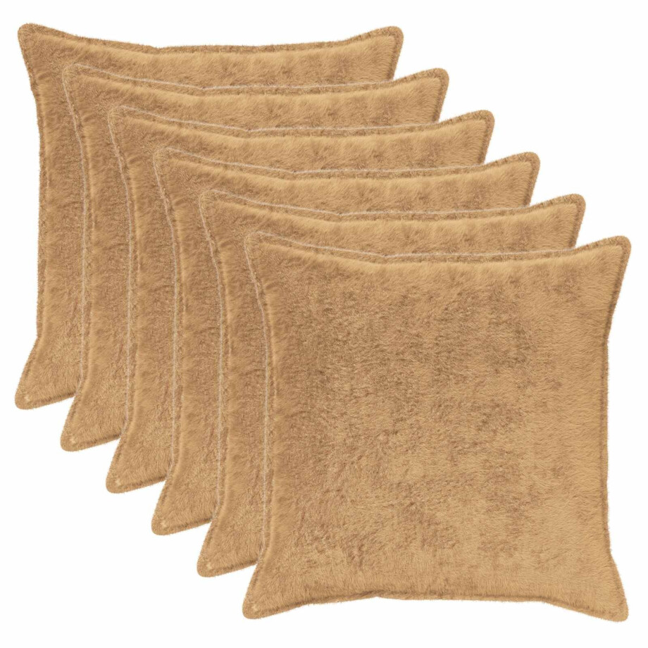 vidaXL Kussensloop 6 st HOUTEN Taupe 60 x 60 cm Nep Konijnenbont vidaXL Kussensloop 6 st HOUTEN Taupe 60 x 60 cm Nep Konijnenbont afbeelding 1