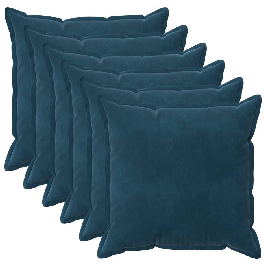 vidaXL Kussensloop 6 pcs HOUTEN Blauw 65 x 65 cm Fluweel vidaXL Kussensloop 6 pcs HOUTEN Blauw 65 x 65 cm Fluweel afbeelding 1