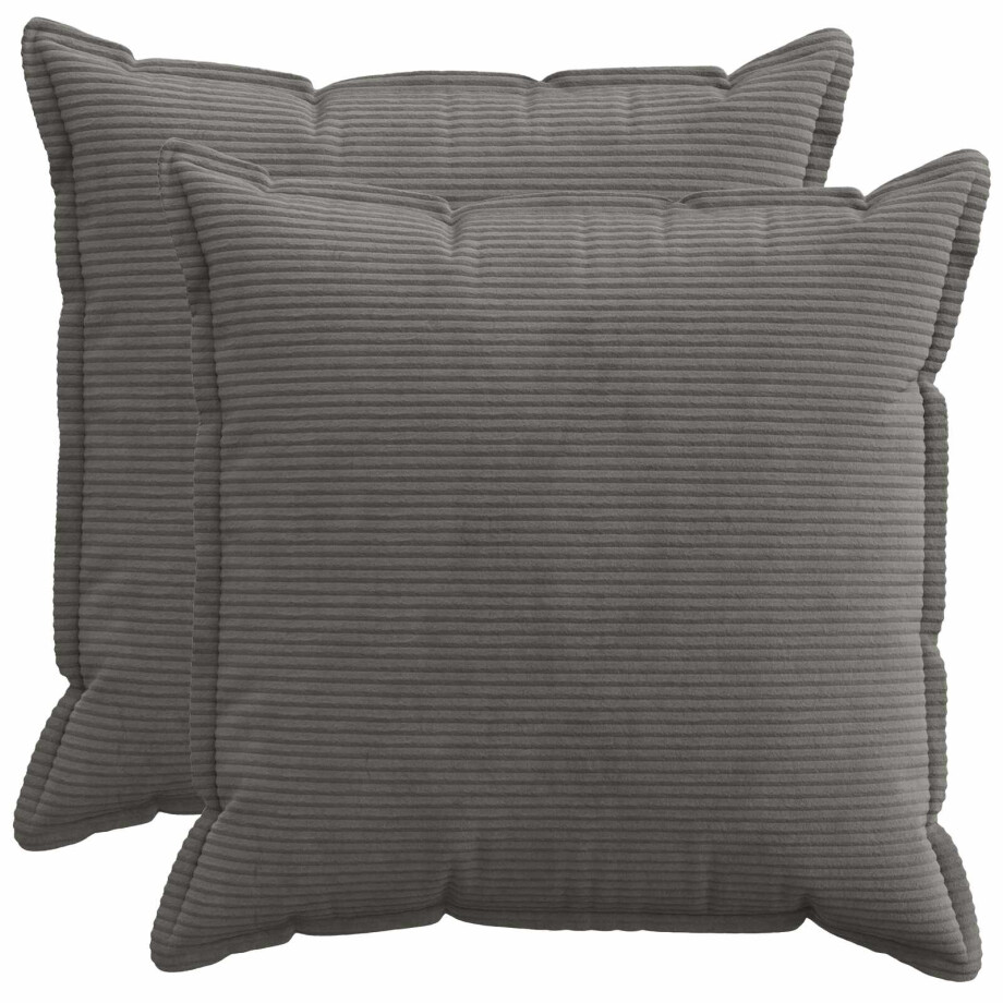 vidaXL Kussensloop 2 st HOUTEN Donkergrijs 65 x 65 cm corduroy afbeelding 1