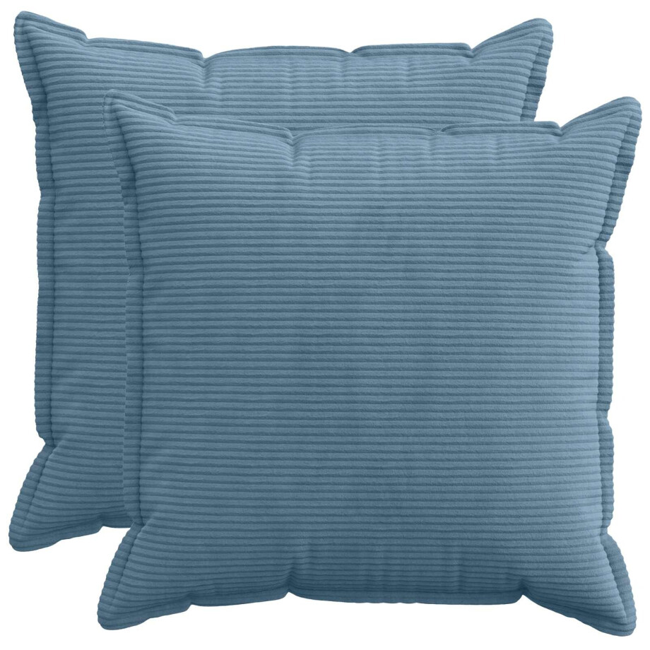 vidaXL Kussensloop 2 st HOUTEN Blauw 65 x 65 cm corduroy afbeelding 1