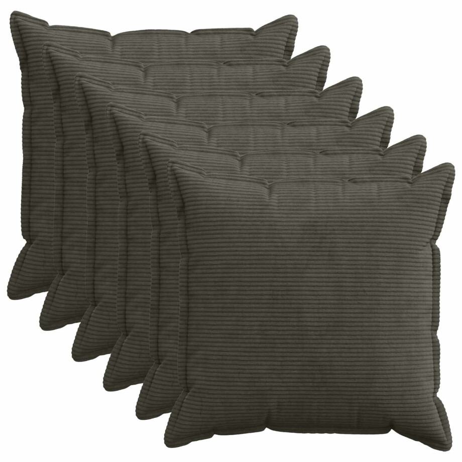 vidaXL Kussensloop 6 st HOUTEN Antraciet 65 x 65 cm corduroy afbeelding 1
