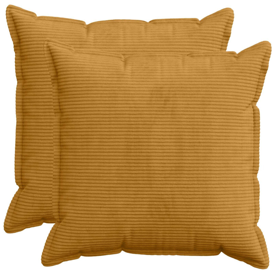vidaXL Kussensloop 2 st HOUTEN Geel 65 x 65 cm corduroy vidaXL Kussensloop 2 st HOUTEN Geel 65 x 65 cm corduroy afbeelding 1