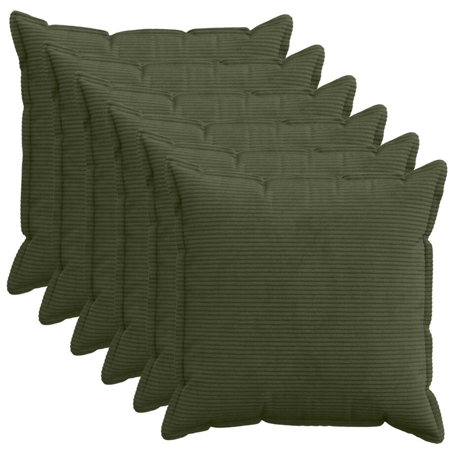 vidaXL Kussensloop 6 st HOUTEN Groen 65 x 65 cm corduroy afbeelding 1