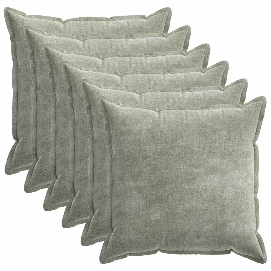 vidaXL Kussensloop 6 st HOUTEN Groen 65 x 65 cm Chenille Stof afbeelding 1