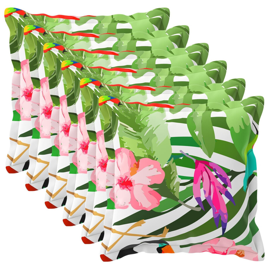 vidaXL Kussensloop 6 st HOUTEN Zwart 65 x 65 cm Polyester afbeelding 1