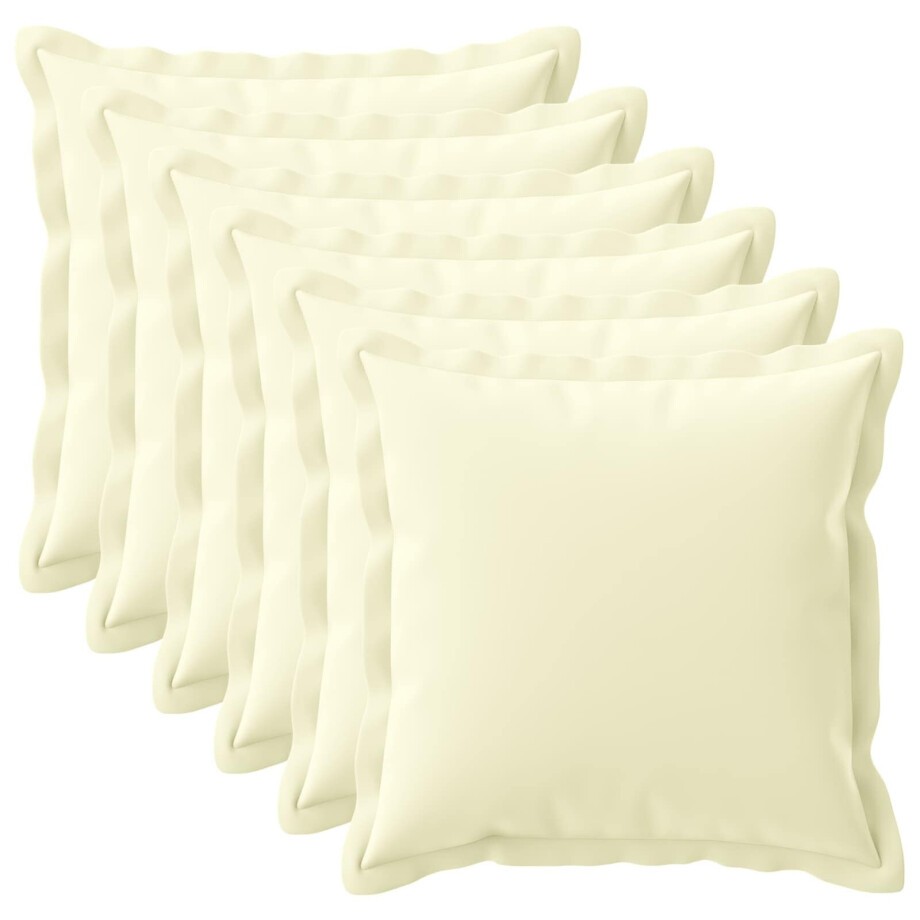 vidaXL Kussensloop 6 st HOUTEN Crèmekleurig 65 x 65 cm Polyester afbeelding 1