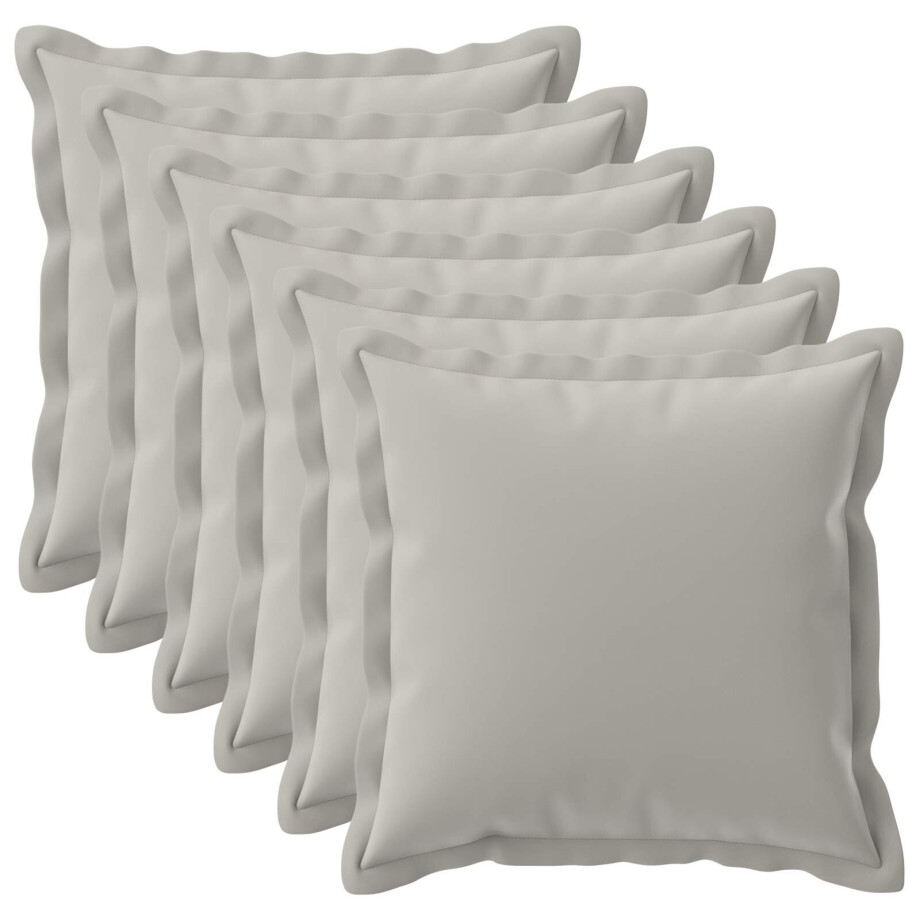 vidaXL Kussensloop 6 st HOUTEN Grijs 65 x 65 cm Polyester afbeelding 1