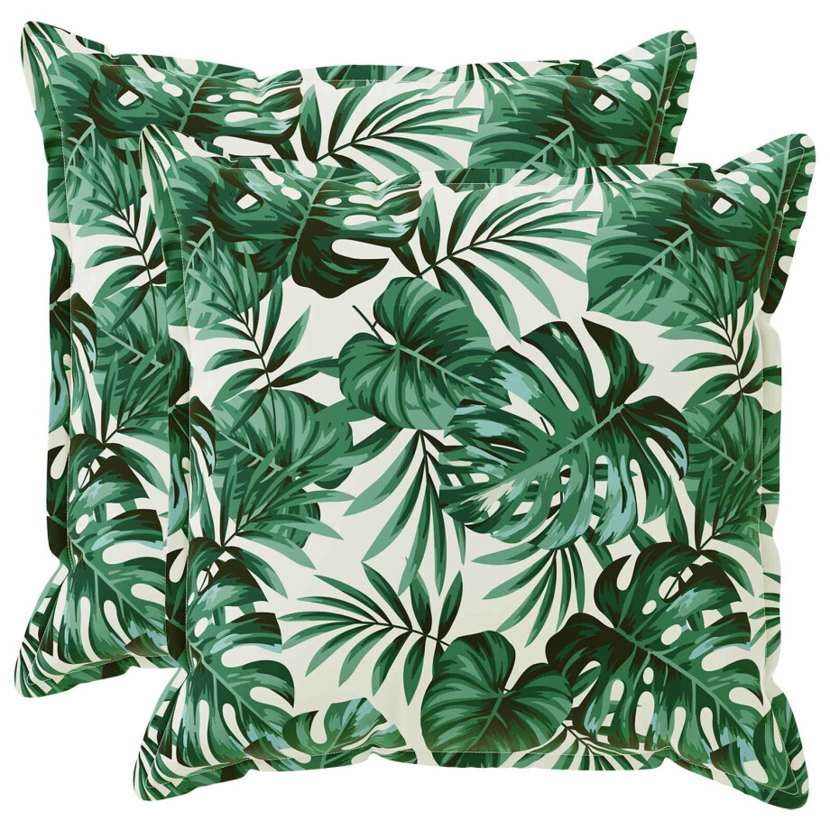 vidaXL Kussensloop 2 st HOUTEN Bladpatroon 65 x 65 cm Polyester afbeelding 1
