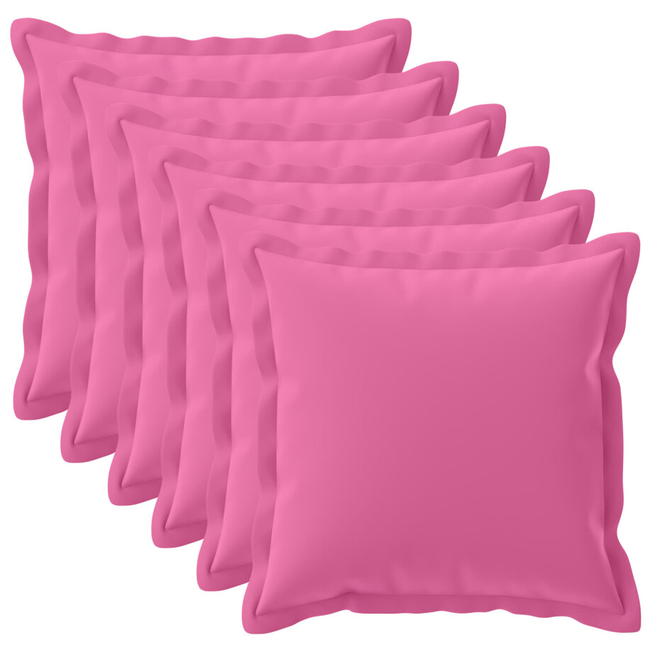 vidaXL Kussensloop 6 st HOUTEN Roze 65 x 65 cm Polyester afbeelding 1