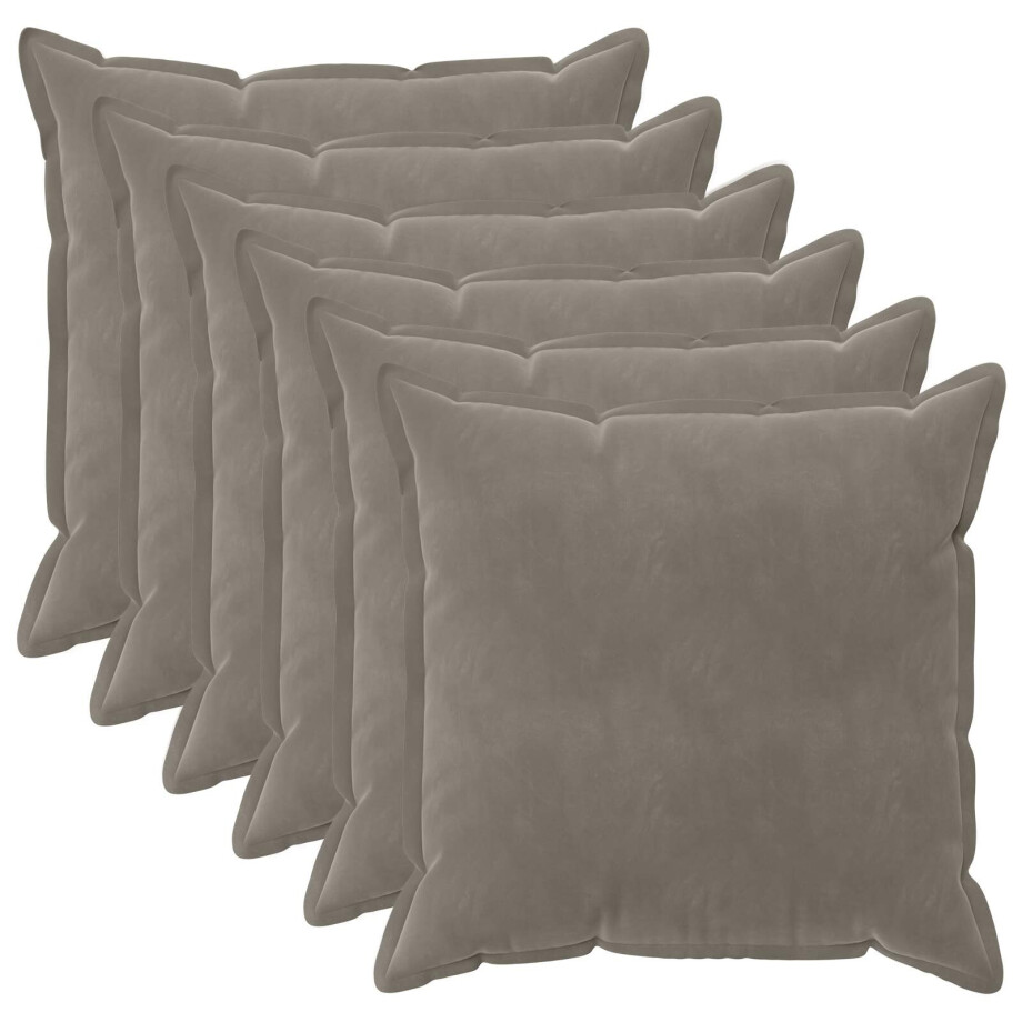 vidaXL Kussensloop 6 pcs HOUTEN Lichtgrijs 70 x 70 cm Fluweel afbeelding 1