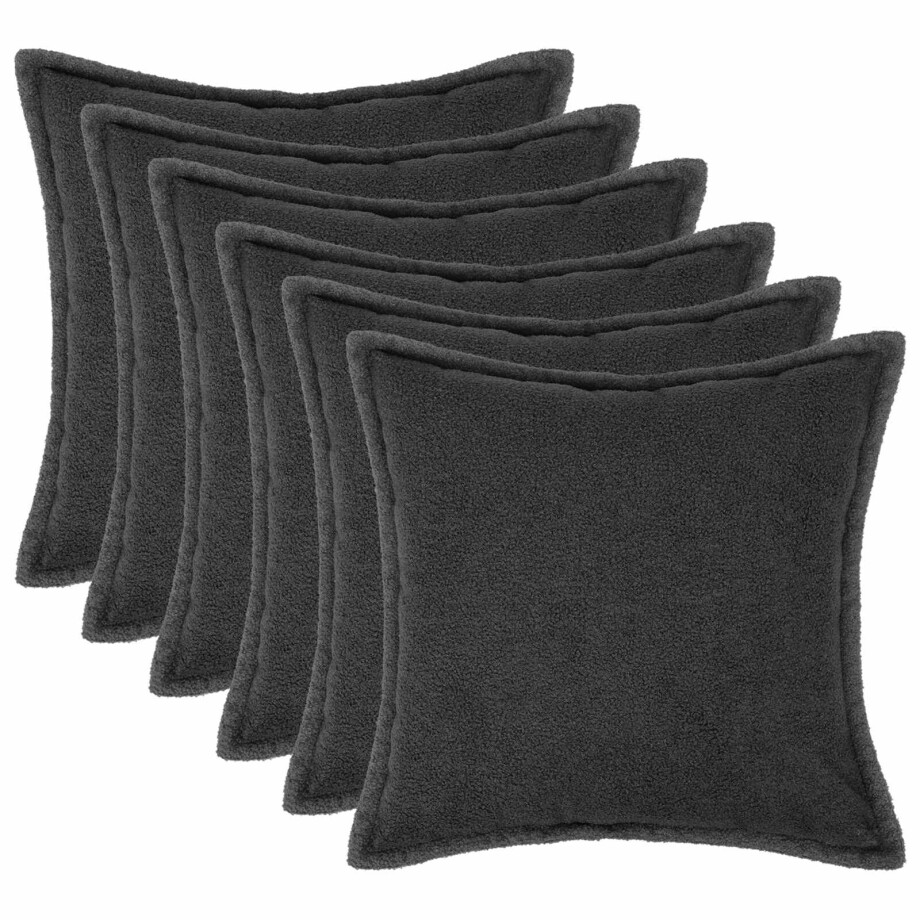 vidaXL Kussensloop 6 pcs HOUTEN Donkergrijs 70 x 70 cm Bouclé vidaXL Kussensloop 6 pcs HOUTEN Donkergrijs 70 x 70 cm Bouclé afbeelding 1