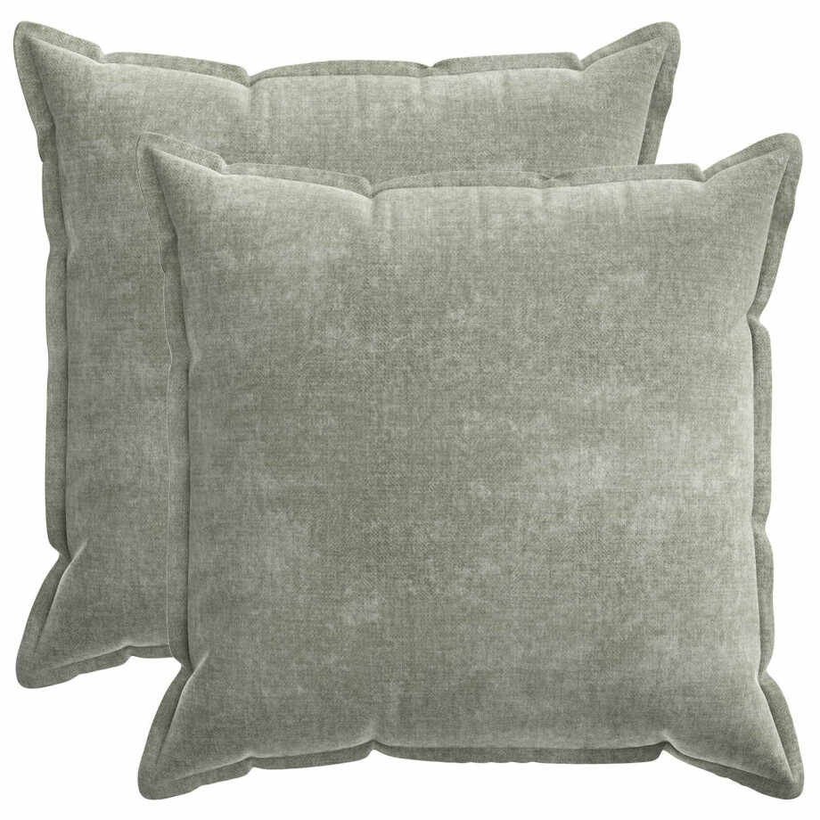 vidaXL Kussensloop 2 st HOUTEN Groen 70 x 70 cm Chenille Stof afbeelding 1