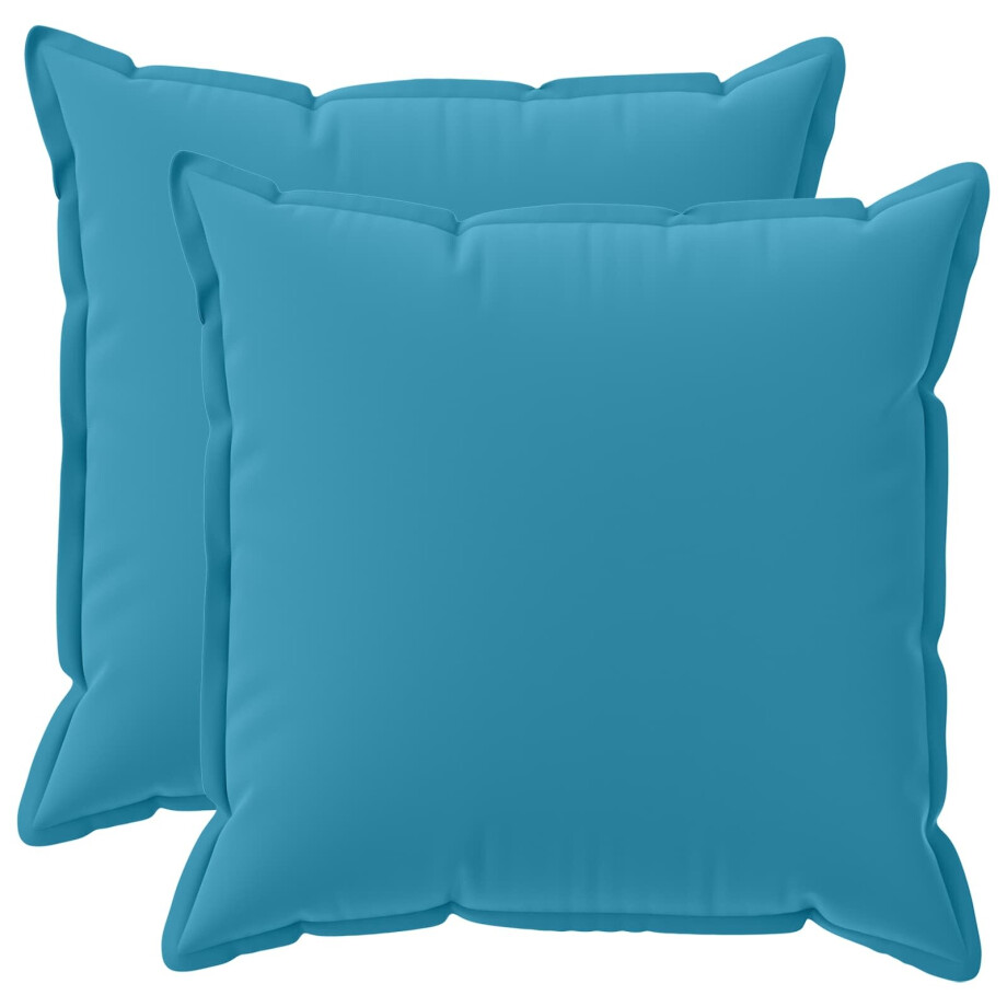 vidaXL Kussensloop 2 st HOUTEN Lichtblauw 70 x 70 cm Polyester afbeelding 1